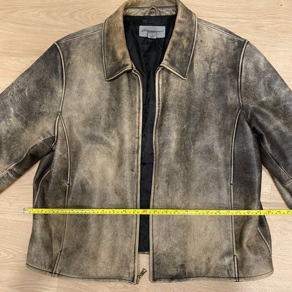 Eddie Bauer Genuine Distressed Brown Leather Jacket - Picture 8 of 8